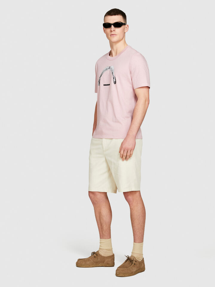 Relaxed fit t-shirt with print - men's short sleeve t-shirts - Pastel Pink | Sisley image number 2